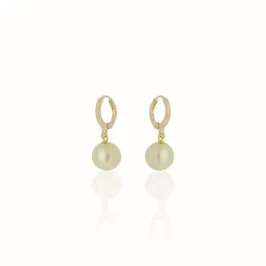 Brinco argola click pérola 8mm