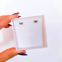 Brinco Infantil Melancia Cravejada Tarraxa Baby