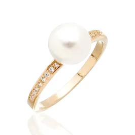 Anel Pérola 8mm e Zirconias