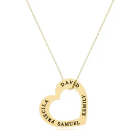 Colar Personalizado Coração até 4 Nomes Banhado a Ouro