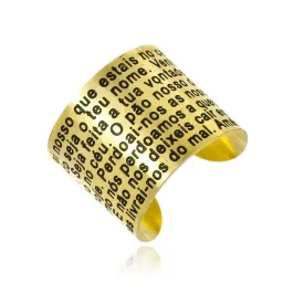 Anel Personalizado com Texto Banhado a Ouro