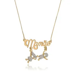 Colar Personalizado Escrita e Bonecos Banhado a Ouro