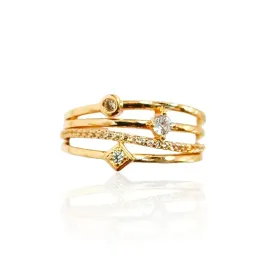 Anel Plus Size Cravejado Banhado a Ouro