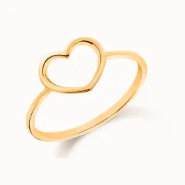 Anel Coração Vazado Banhado a Ouro
