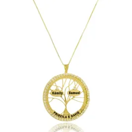Colar Personalizado Árvore a Família Cravejado
