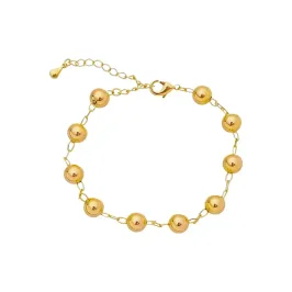 Pulseira Bolas Douradas 7mm