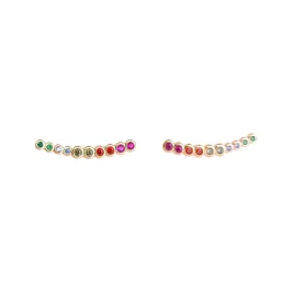 Brinco Ear Cuff Bolinhas Cristais Coloridos