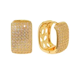 Brinco Argola Retangular Cravejada G