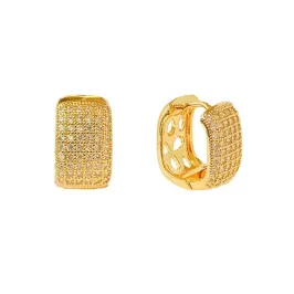 Brinco Argola Retangular Cravejada M