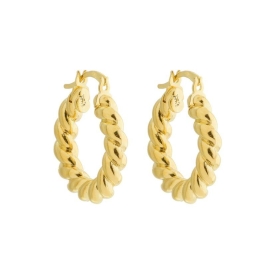 Argola Tubo Torcido Banhada a Ouro