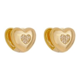 Brinco Argola Click Coração Banhada a Ouro