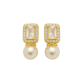 Brinco Clássico Zircônias e Pérolas