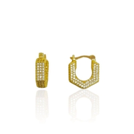 Brinco Hexagonal Cravejado Zircônia