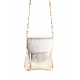 Bolsa Lateral  Pequena em Couro Legítimo Dourado