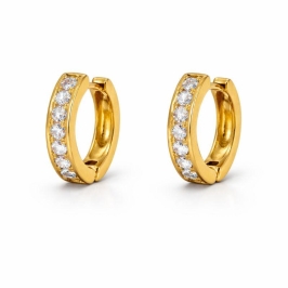 Brinco Á Prova D'agua Argola Cravejada 1,6cm