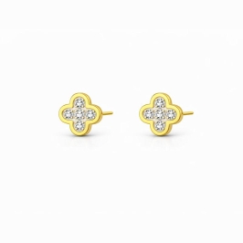 Brinco Mini Trevo Cravejado Á Prova D'agua