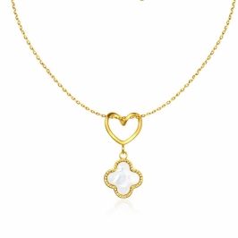 Corrente Á Prova D'Agua Trevo e Coração Madrepérola