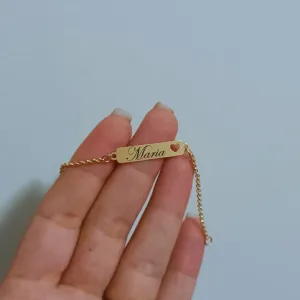 Pulseira Personalizada Infantil Banhada a Ouro