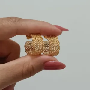 Brinco Argola Renda Banhada a Ouro