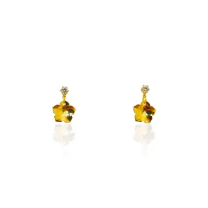 Brinco Mini Flor Chapinha Banhado a Ouro
