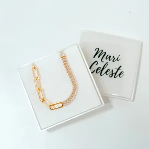 Colar Meio a Meio Zirconia e Cartier