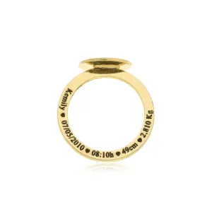 Anel Personalizado Foto e Escritas Banhado a Ouro