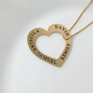 Colar Personalizado Coração até 4 Nomes Banhado a Ouro