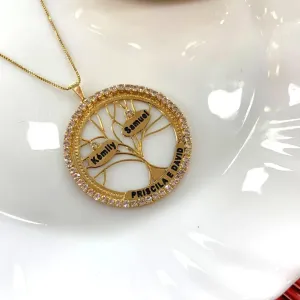 Colar Personalizado Árvore a Família Cravejado