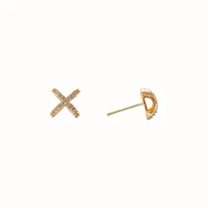 Brinco X Cravejado Banhado a Ouro