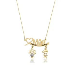 Colar Mãe Personalizado com até 3 Filhos Banhado a Ouro