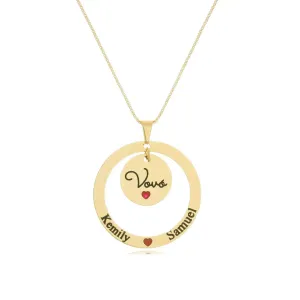 Colar Personalizado Medalha e Escrita até 3 Nomes Banhado a Ouro