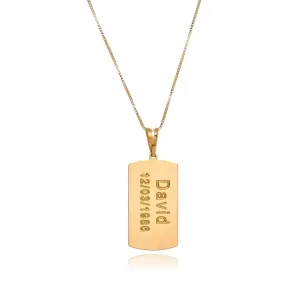 Colar Personalizado Placa Banhada a Ouro
