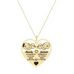 Colar Personalizado Relato de Parto 2 Filhos