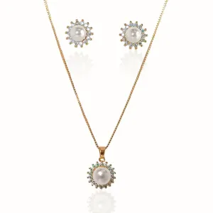 Conjunto e Corrente Pérola com Zirconias