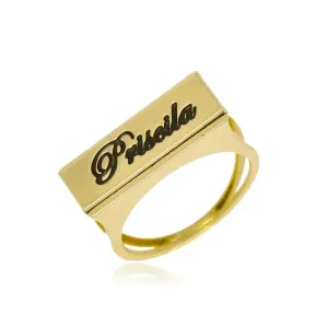 Anel Personalizado com Escrita Banhado a Ouro