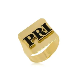 Anel Personalizado com Iniciais Banhado a Ouro