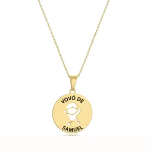 Colar Personalizado com Detalhe Vazado Banhado a Ouro