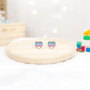 Brinco Infantil Coração Colorido Resinado