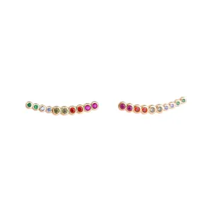 Brinco Ear Cuff Bolinhas Cristais Coloridos