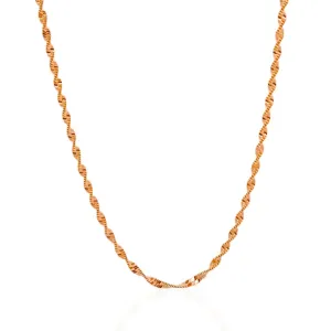 Corrente Torcida 3,2mm 45cm Banhada a Ouro