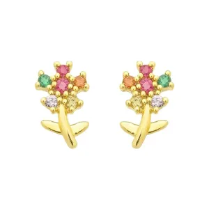 Brinco Mini Flores em Cristais