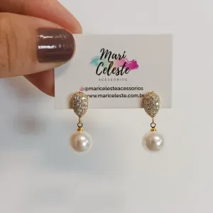 Brinco Clássico Zircônias e Pérolas