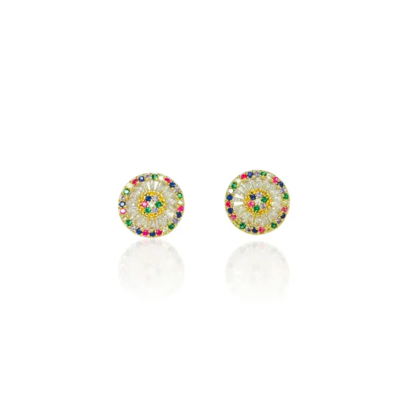 Brinco Pizza Colorido Banhado a Ouro