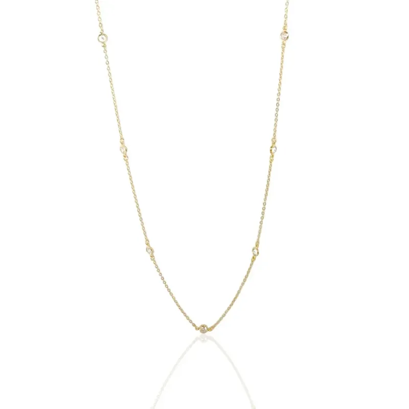 Colar Mini Zirconia Redonda 80cm