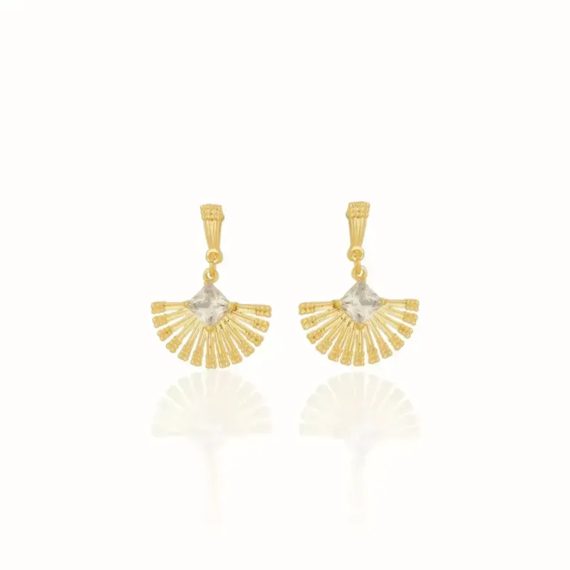 Brinco Leque Zirconia Carrê