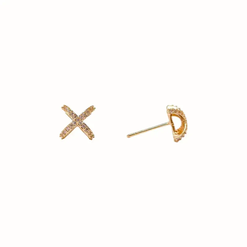 Brinco X Cravejado Banhado a Ouro