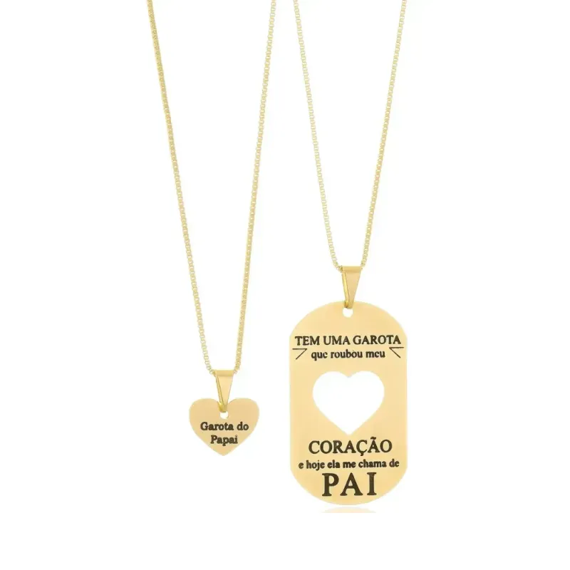 Colar Personalizado Duplo Banhado a Ouro