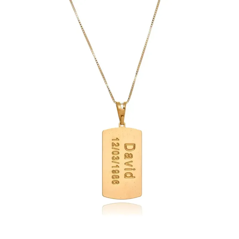 Colar Personalizado Placa Banhada a Ouro
