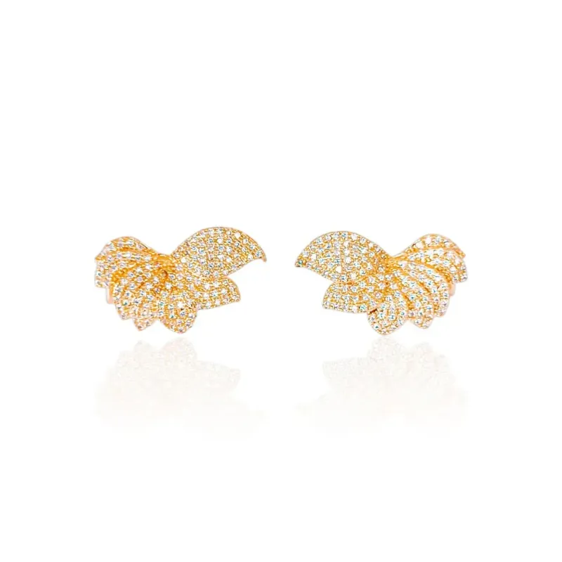 Brinco Ear Cuff Folhas Cravejadas