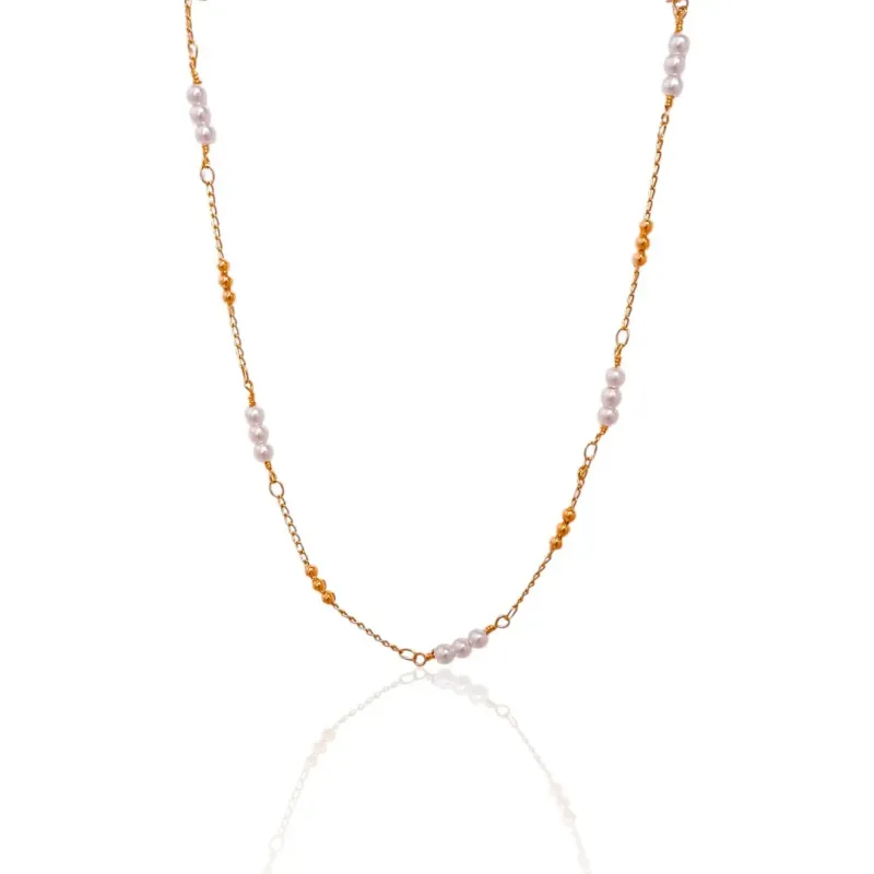 Choker 3x3 Pérola e Bolinha dourada